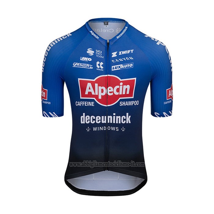 2022 Abbigliamento Ciclismo Alpecin Deceuninck Nero Blu Manica Corta e yutr026